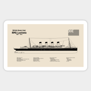 RMS Lusitania ship plans. Cunard Ocean Liner -  SDpng Magnet